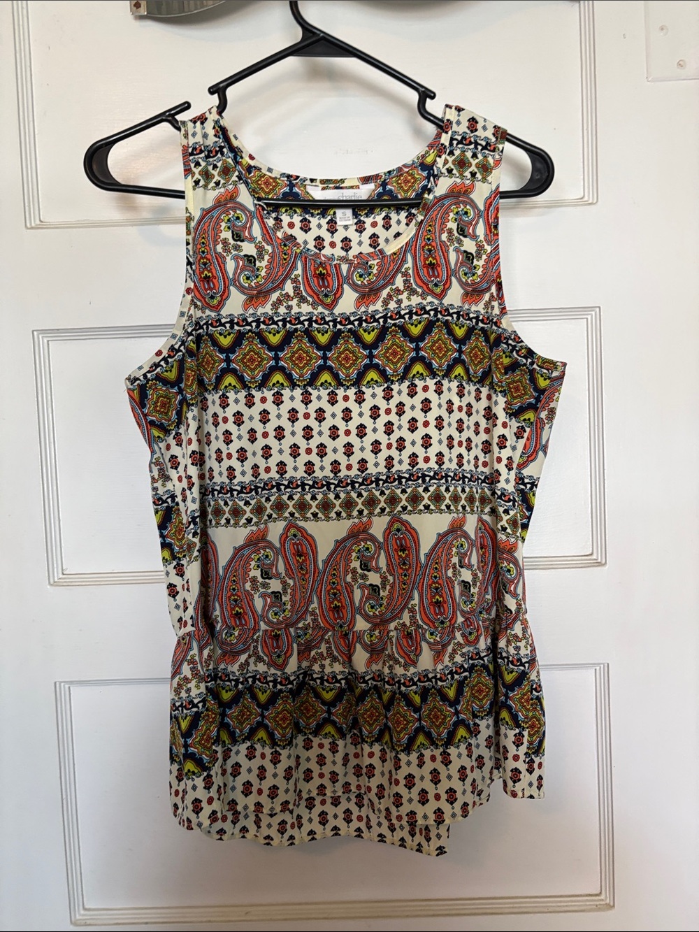 Charming Charlie Sleeveless Paisley Print  Top with Ruffle Size S